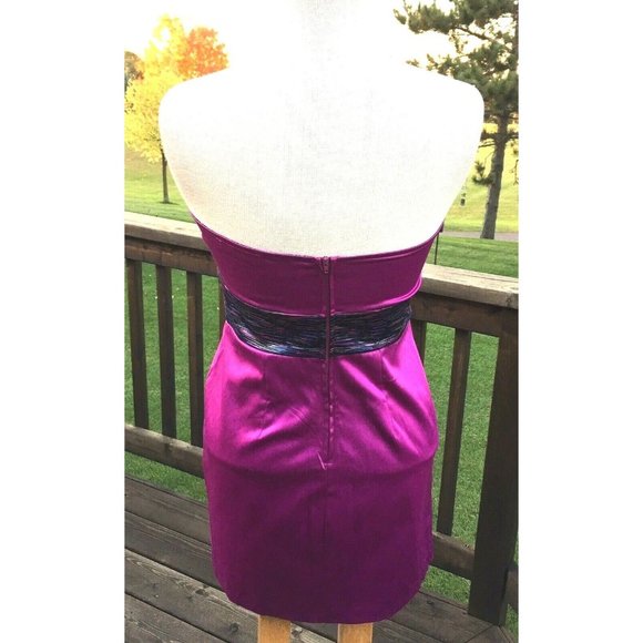Akira Chicago Strapless Mini Dress Size M Fuchsia Purple Sexy Club Stretchy - Picture 5 of 12